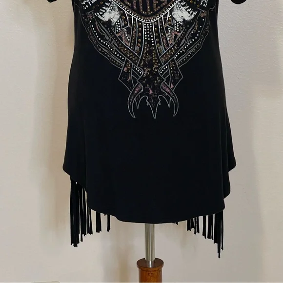 Harley Davidson T-Shirt Fringed Bedazzled Soft Short Sleeve Size XL - Picture 5 of 13